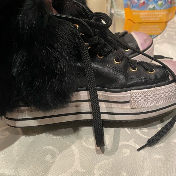 Rock and candy by ziti converse wedge shoes removable fur leather - Picture 7 of 9
